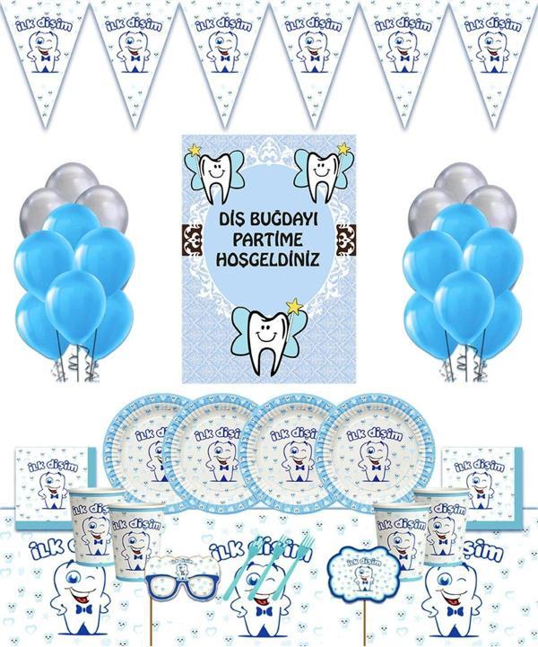 Doğumgünüparti Dişbuğdayı Dişmavi Afişli 24 Kişilik Parti Setleri - Image 1