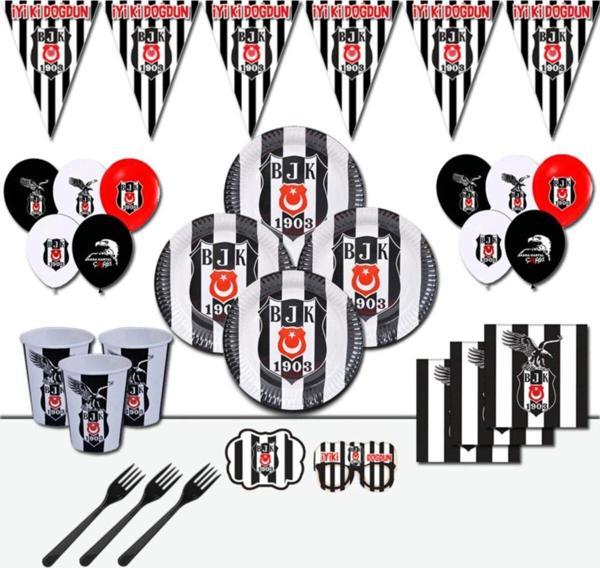 Beşiktaş Kara Kartal Doğum Günü Parti Malzemeleri Süsleri Seti 16 Kişilik - Image 1