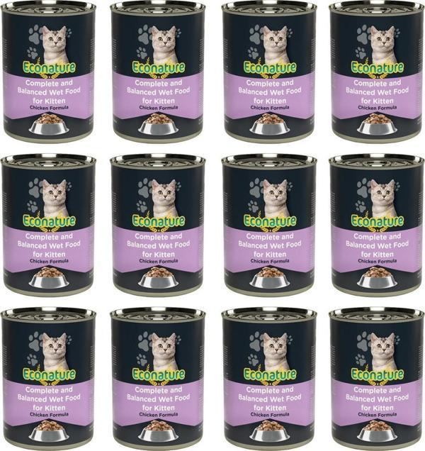 Econature Tavuk Etli Yavru Kedi Konserve Maması 400 Gram x 12'li - Image 1