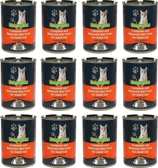 Econature Yetişkin Kuzu Etli Kedi Konserve Maması 400 Gram x 12'li - Image 1