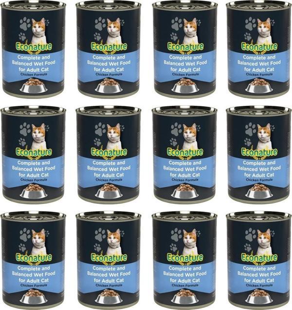 Econature Yetişkin Tavuk Etli Kedi Konserve Maması 400 Gram x 12'li - Image 1