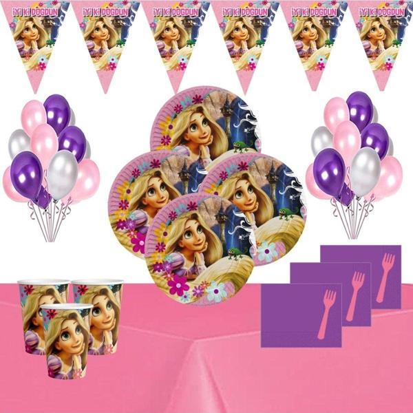 Doğumgünüparti Rapunzel 32 Kişilik Doğum Günü Parti Süsleri Malzemeleri Seti - Image 1