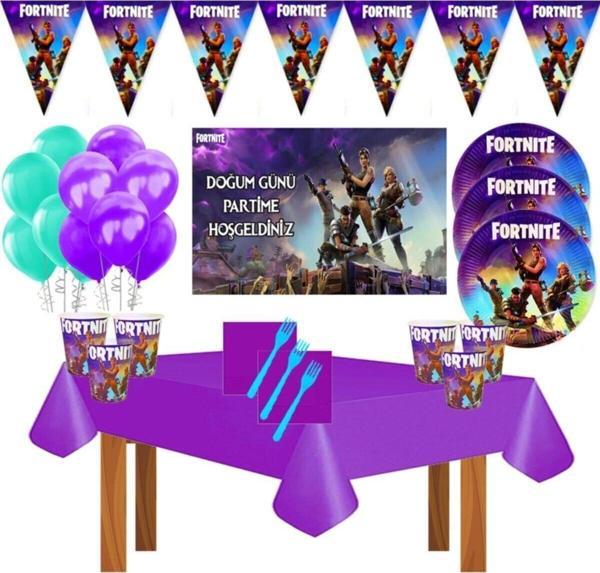 Doğumgünüparti Fortnite Afişli Doğum Günü Parti Setleri 24 Kişilik - Image 1