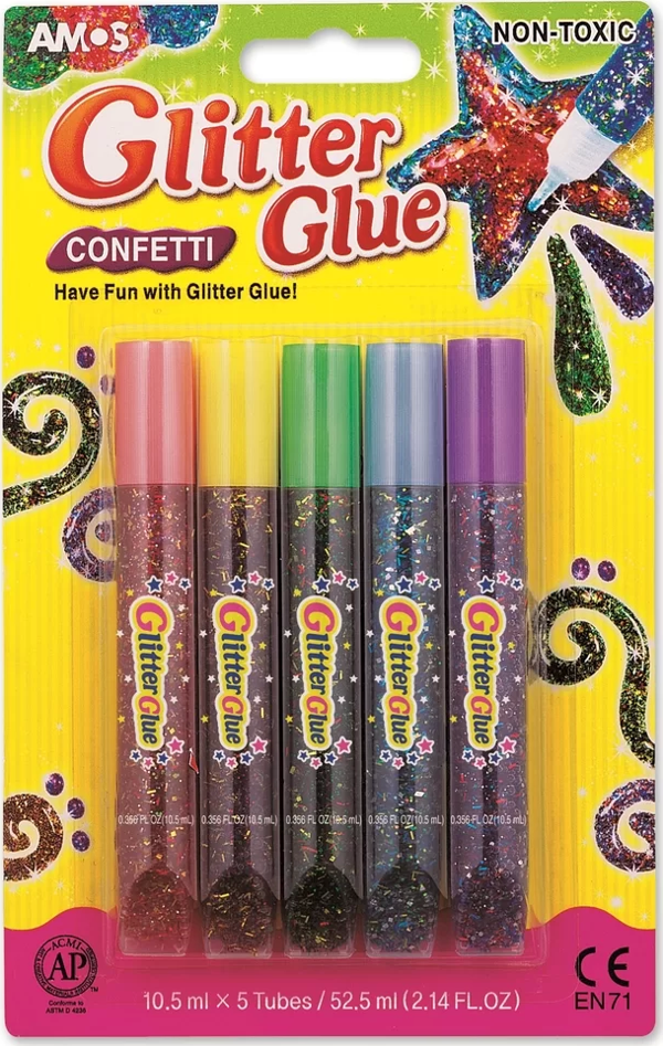 Amos Confetti Simli Yapıştırıcı 10,5 ml 5 Tüp GCF10B5 - Image 1