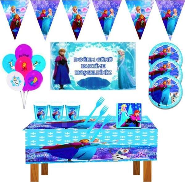Doğumgünüparti Frozen Karlar Ülkesi Elsa Doğum Günü Parti Malzemeleri Süsleri Afişli Set 16 Kişilik - Image 1