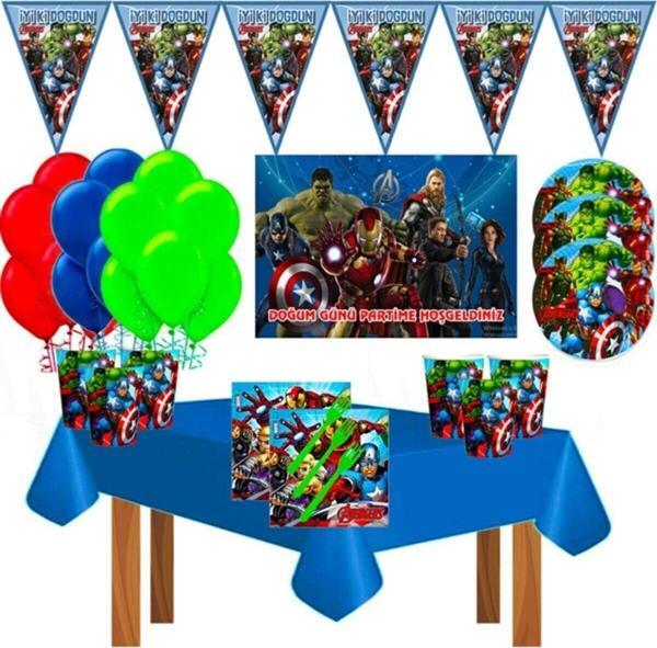 Doğumgünüparti Avengers Afişli Yenilmezler 8 Kişilik Doğum Günü Parti Süsleri Malzemeleri Seti Lüxavengers1 - Image 1