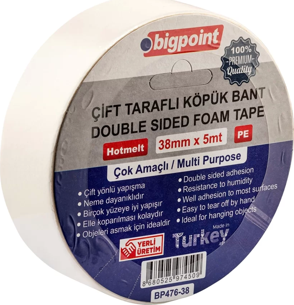 Bigpoint Çift Taraflı Köpük Bant 38mmx5m - Image 1