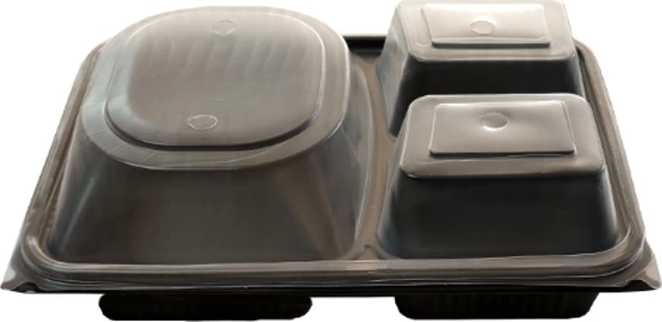 3 Bölmeli Hamburger Kabı Set - V411 ( 200 Adet ) - Image 1