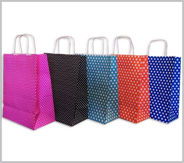 BÜKÜM SAPLI KAĞIT ÇANTA (PUANTİYELİ) (EN:25,BOY:31,DİP:12 CM) 25 adet - Image 1