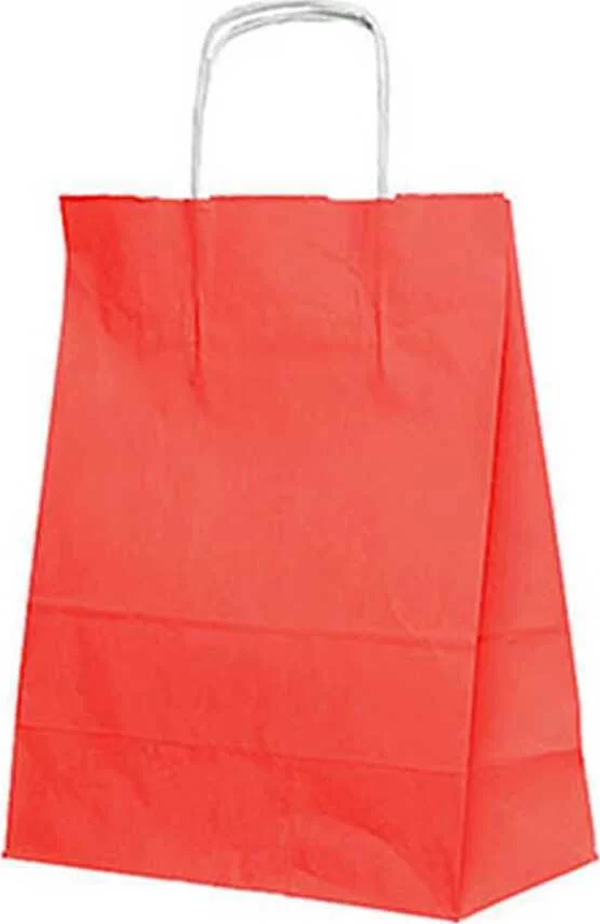 Burgu Saplı Kırmızı Kağıt Çanta 32x12x41 cm - 25 Adet - Image 1