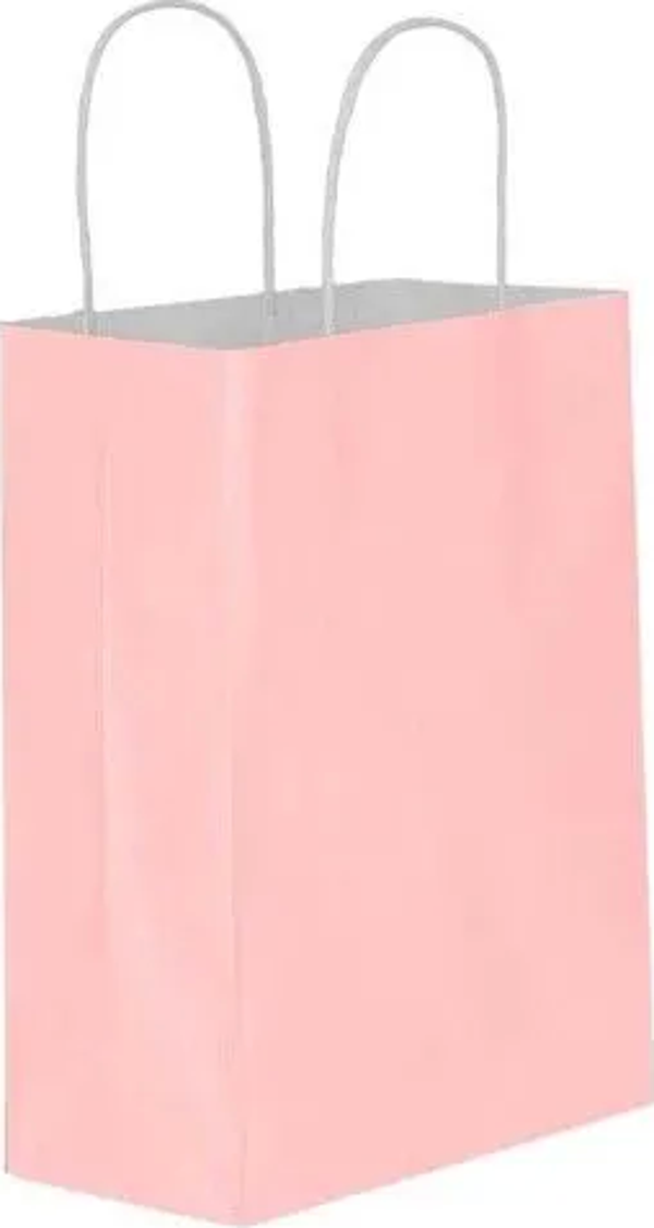 PEMBE KAĞIT HEDİYE VE ALIŞVERİŞ ÇANTASI (18X8X24) 25 ADET - Image 1