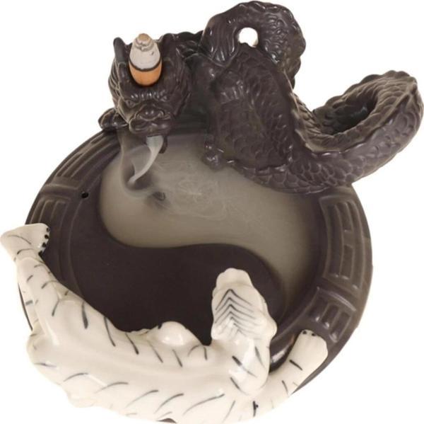 Feng Shui  Ejderha Yin Yang Beyaz Kaplan Geri Akış Tütsülük - Image 1