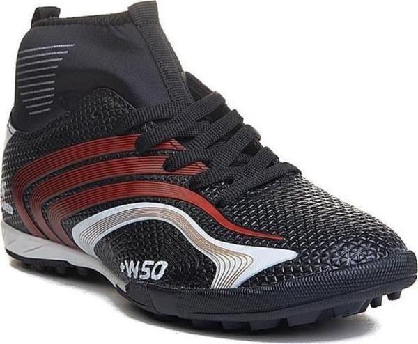 Walked 435-24 Çoraplı Erkek Halı Saha Krampon Siyah Kırmızı 40-44 - Image 1