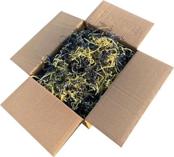 Zikzak Kırpık Kağıt Dolgu Malzemesi -Sarı Lacivert - 1Kg. - Image 1