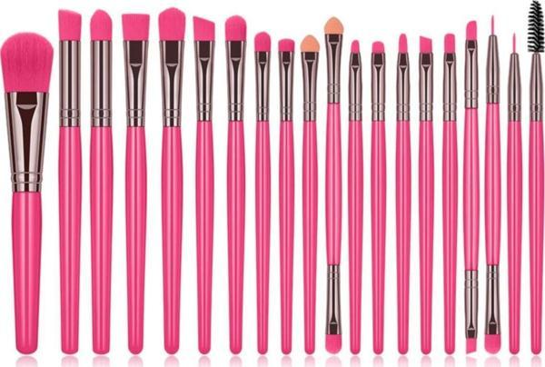 Tikatti Neon Koyu Pembe Profesyonel Yumuşak Makyaj Fırça Seti 20'Li - Image 1