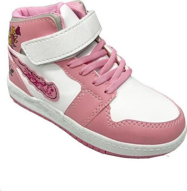 Callion 4067 Deri Sneakers Kız Çocuk Spor Ayakkabı 31-35 Pembe Buz Çiçekli - Image 1