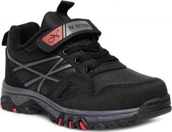 Ndrops 07-24 Deri Erkek Çocuk Sneaker Siyah Kırmızı 31-35 - Image 1