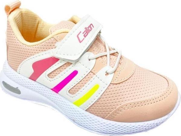 Callion 02-21 Işıklı Deri Cırtlı Bebek Spor Ayakkabı Somon Beyaz - Image 1