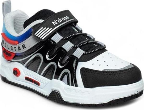 Ndrops 020-24 Deri Erkek Çocuk Sneaker Siyah Beyaz 26-30 - Image 1
