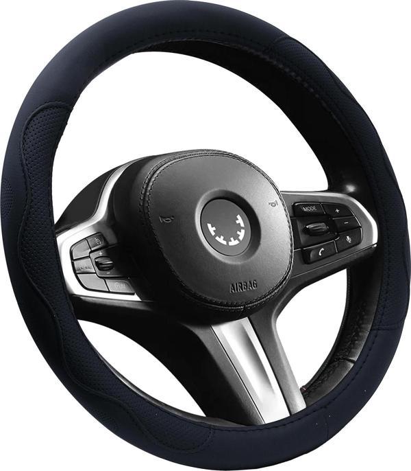Oto Geçme Direksiyon Kılıfı Desenli Suni Deri Siyah Renk TEQ-012BK - Image 1