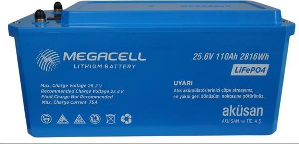 Megacell 25.6V 110Ah LiFePO4 Lityum Demir Fosfat Akü(ABS Kasa) - Image 1