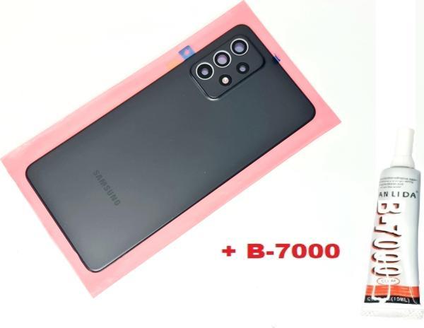 Tkgz Samsung Galaxy A52 A525 Arka Pil Batarya Kapağı (FULL Kamera Lensli+B-7000) SİYAH - Image 1