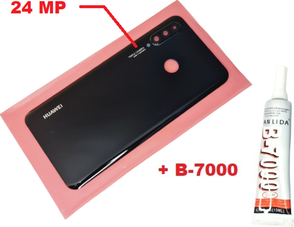 Tkgz Huawei P30 Lite Arka Pil Batarya Kapağı (Kamera Lensli 24 MP CAM+B-7000) SİYAH - Image 1