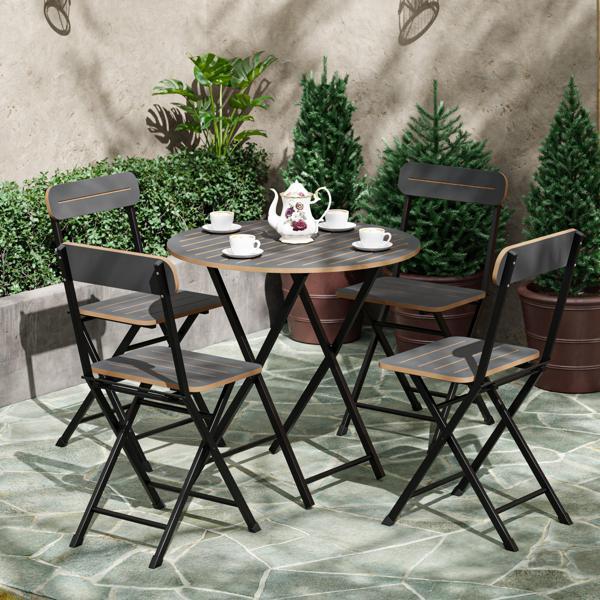 Eportatif 4 Kişilik Yuvarlak Bistro Takım Bahçe Mutfak Masa Sandalye Füme 1502 - Image 1