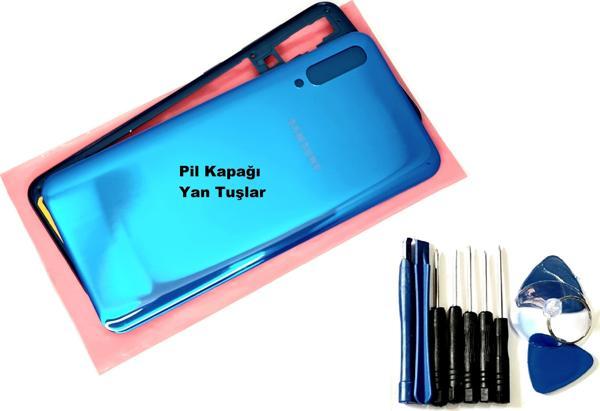 Tkgz Samsung Galaxy A50 A505) FULL ORJ KASA Arka Pil Batarya Kapağı (TAMİR SETİ) MAVİ - Image 1