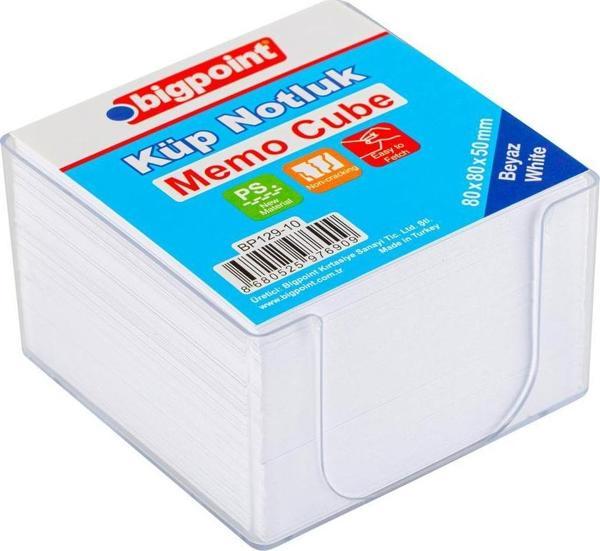 Bigpoint BP129-10 Akrilik Küp Blok Notluk Beyaz 8x8cm - Image 1
