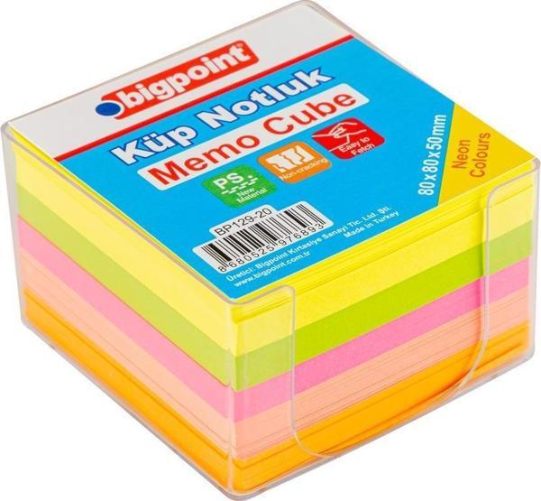 Bigpoint BP129-20 Küp Blok Notluk Neon Renkli 8x8cm - Image 1