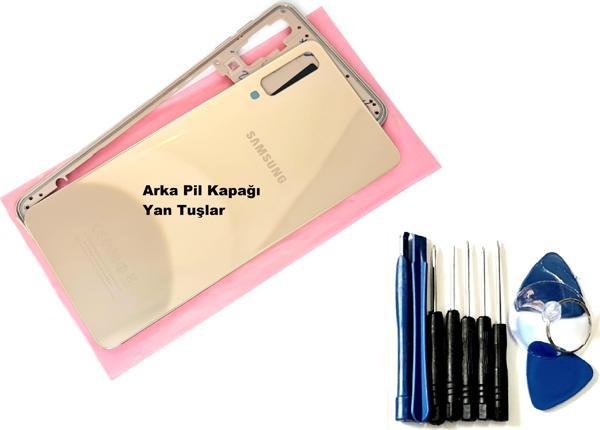Tkgz Samsung Galaxy A7 A750 (2018) FULL ORJ KASA Arka Pil Batarya Kapağı (TAMİR SETİ) GOLD - Image 1