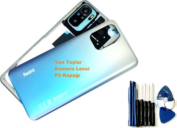 Tkgz Xiaomi Redmi Note 10 (4G) KASA Arka Pil Batarya Kapağı (TAMİR SETİ) MAVİ - Image 1