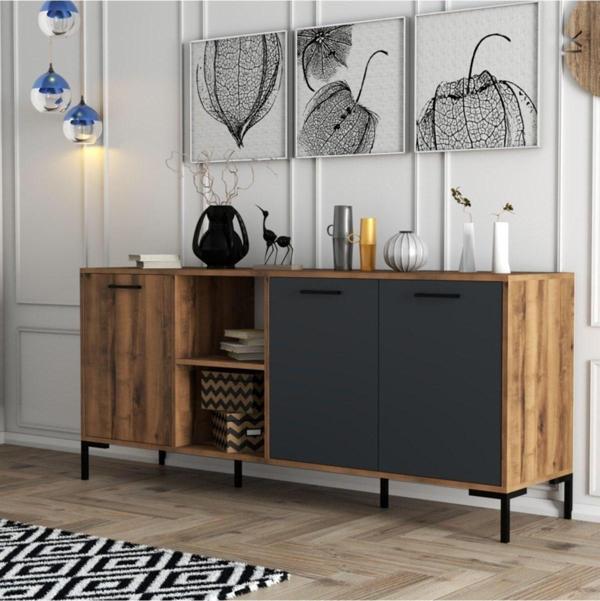 Mezza 1630 Aurora 180 Cm (Metal Ayakli) Modern Konsol Hat Antrasit - Image 1
