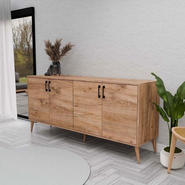 Mezza 1670 Hera 180 Cm (Ahşap Ayaklı) Modern Konsol Atlantik Çam - Image 1