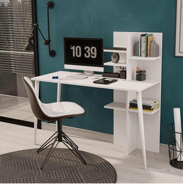 Mezza 1920 Ruby 120 Cm Ahşap Ayaklı Çalışma Masası Beyaz - Image 1