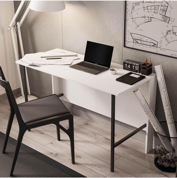Mezza 1930 Vera 120 Cm Metal Ayaklı Çalışma Masası Beyaz - Image 1