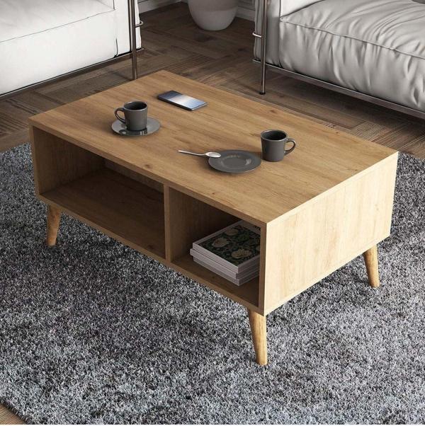 Mezza 2076 Exxen (Ahşap Ayaklı) Orta Sehpa Sepet Rengi - Image 1