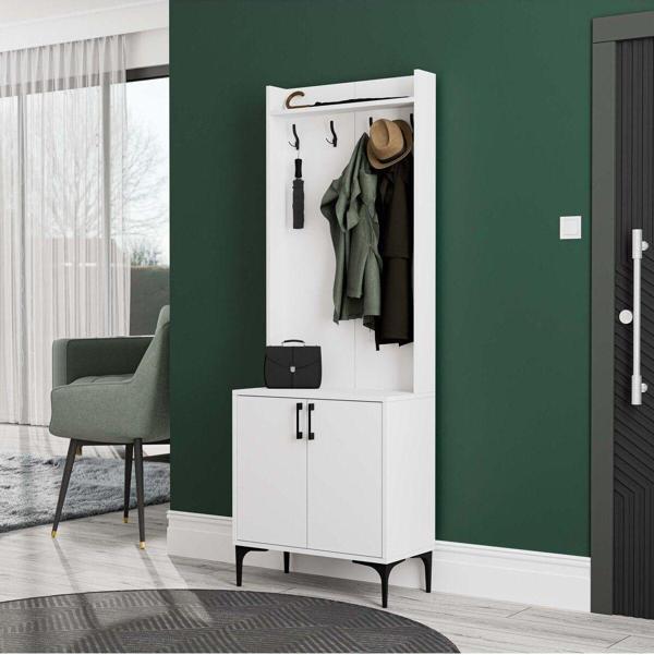 Mezza 5000 Royal 2 Kapaklı 4 Askılı Portmanto Beyaz - Image 1