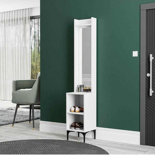 Mezza 5040 Royal 2 Raflı Aynalı Portmanto Modülü Beyaz - Image 1