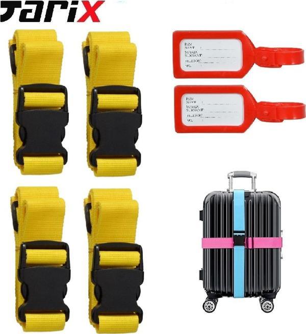 tarix 4 adet Sarı Valiz kemeri + 2 adet Kırmızı valiz etiketi - Image 1
