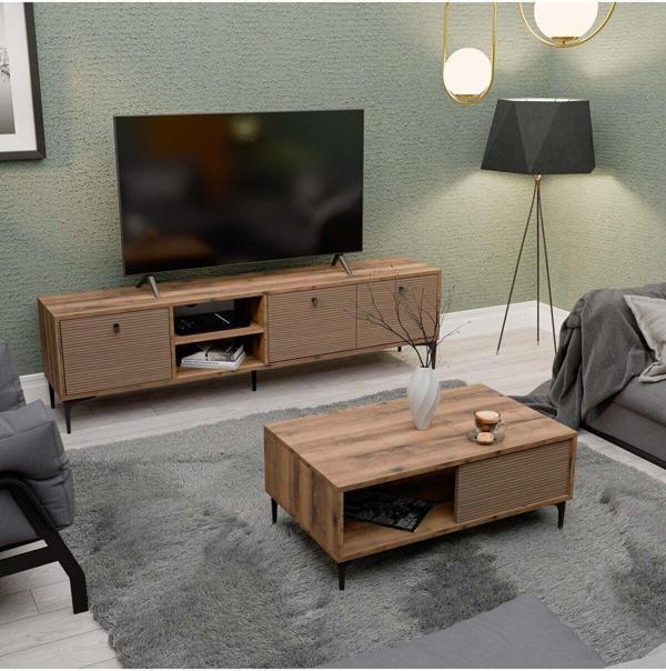 Mezza Set 1360-2090 Vision Tv Ünitesi - Orta Sehpa Seti Hat - Kaplan - Image 1