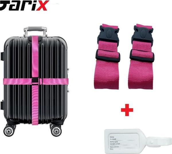 tarix 2 adet Pembe Valiz kemeri + 1 adet Beyaz valiz etiketi - Image 1