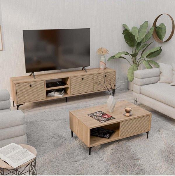 Mezza Set 1364-2092 Vision Tv Ünitesi - Orta Sehpa Seti Sepet - Yunus - Image 1