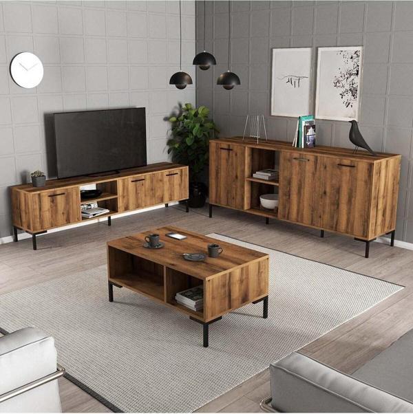 Mezza Set 1592-2082-1632 Aurora Tv Ünitesi - Orta Sehpa - Konsol Seti Hat Rengi - Image 1