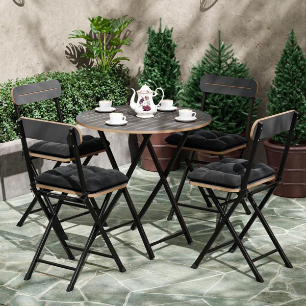 Eportatif 4 Kişilik Minderli Yuvarlak Bistro Takım Bahçe Mutfak Masa Sandalye Füme 1505 - Image 1