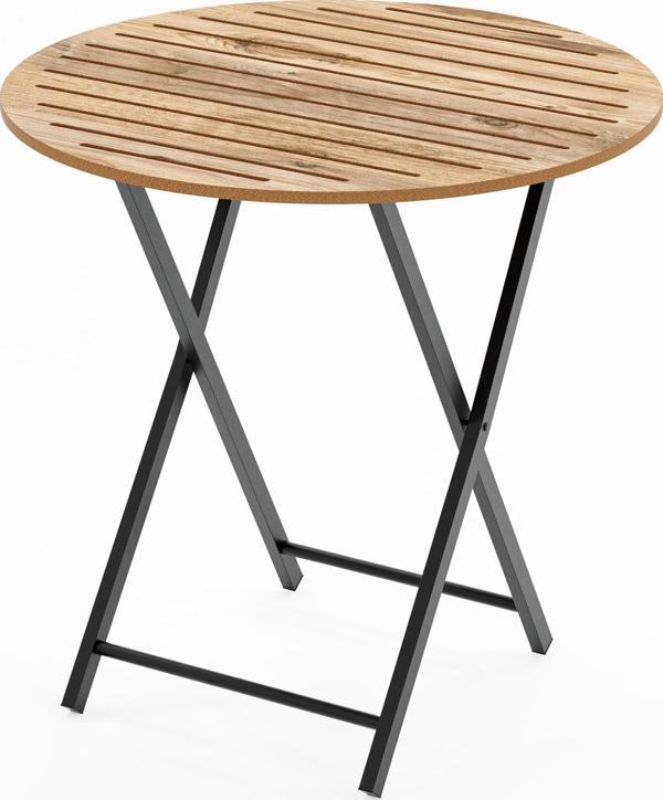 Eportatif Katlanır 4 Kişilik Yuvarlak Bahçe Masası Bistro Masa 70x70 Çam 1506 - Image 1