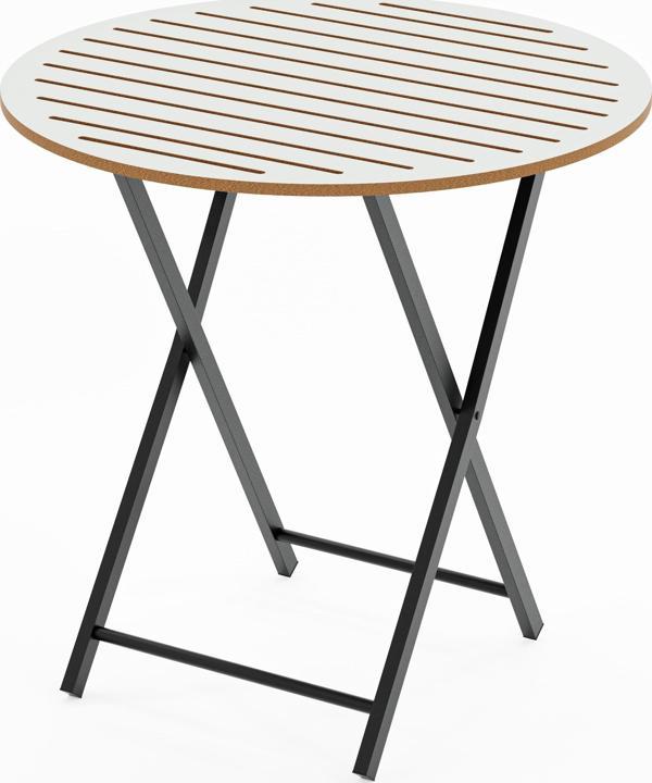 Eportatif Katlanır 4 Kişilik Yuvarlak Bahçe Masası Bistro Masa 70x70 Beyaz 1507 - Image 1