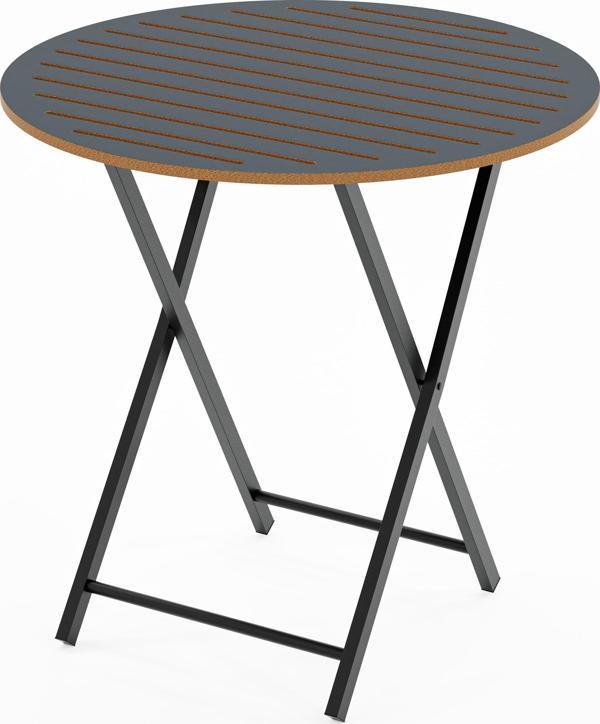 Eportatif Katlanır 4 Kişilik Yuvarlak Bahçe Masası Bistro Masa 70x70 Füme 1508 - Image 1