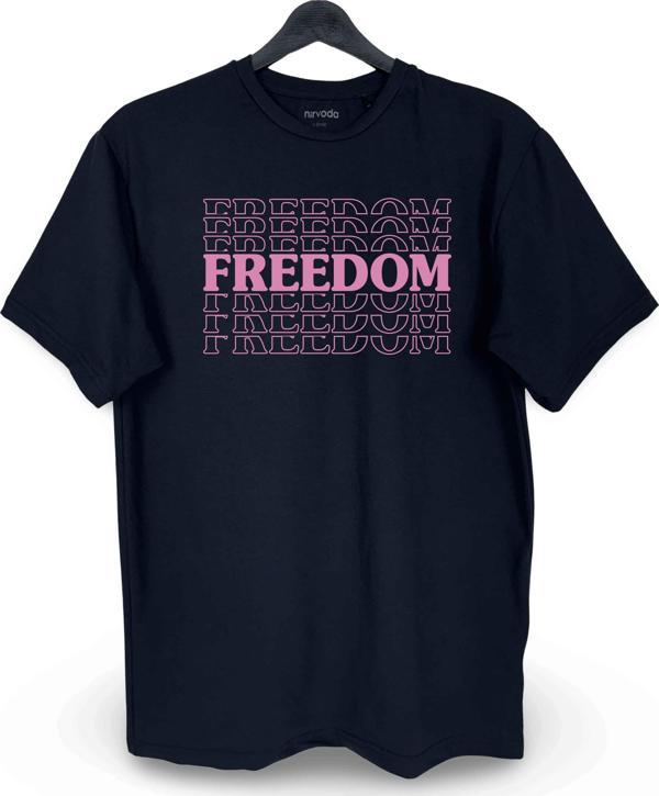 Freedom Özgürlük Baskılı Loose Fit Bisiklet Yaka Unisex Tişört - Image 1